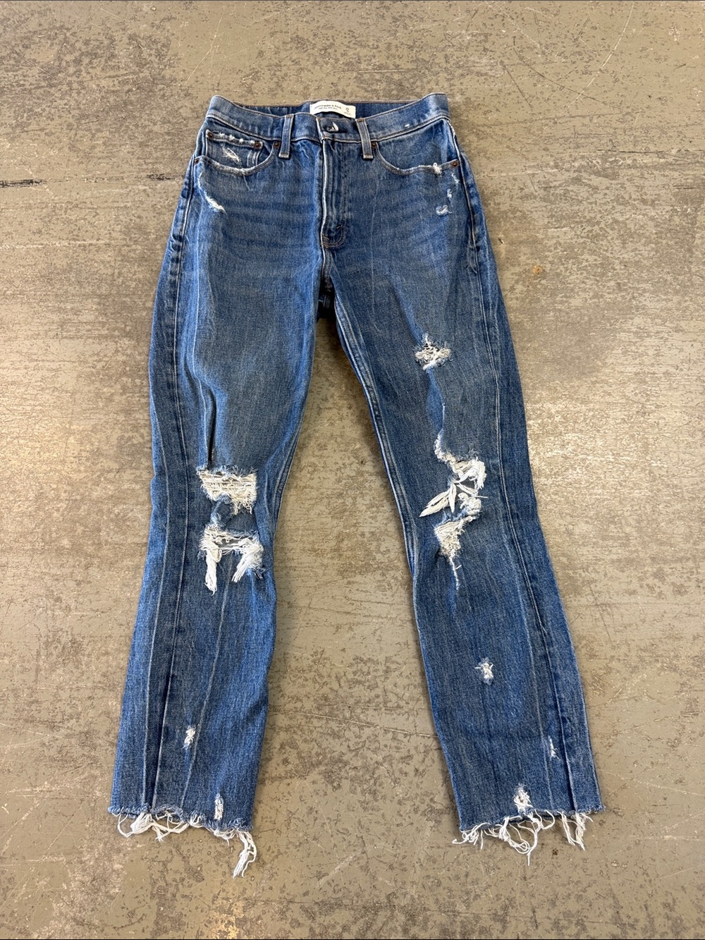 Abercrombie & Fitch High Rise Distressed Mom Jeans